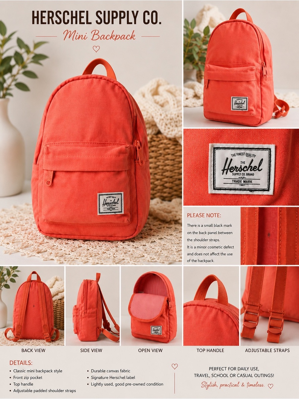 Herschel Supply Company Mini Backpack in Coral